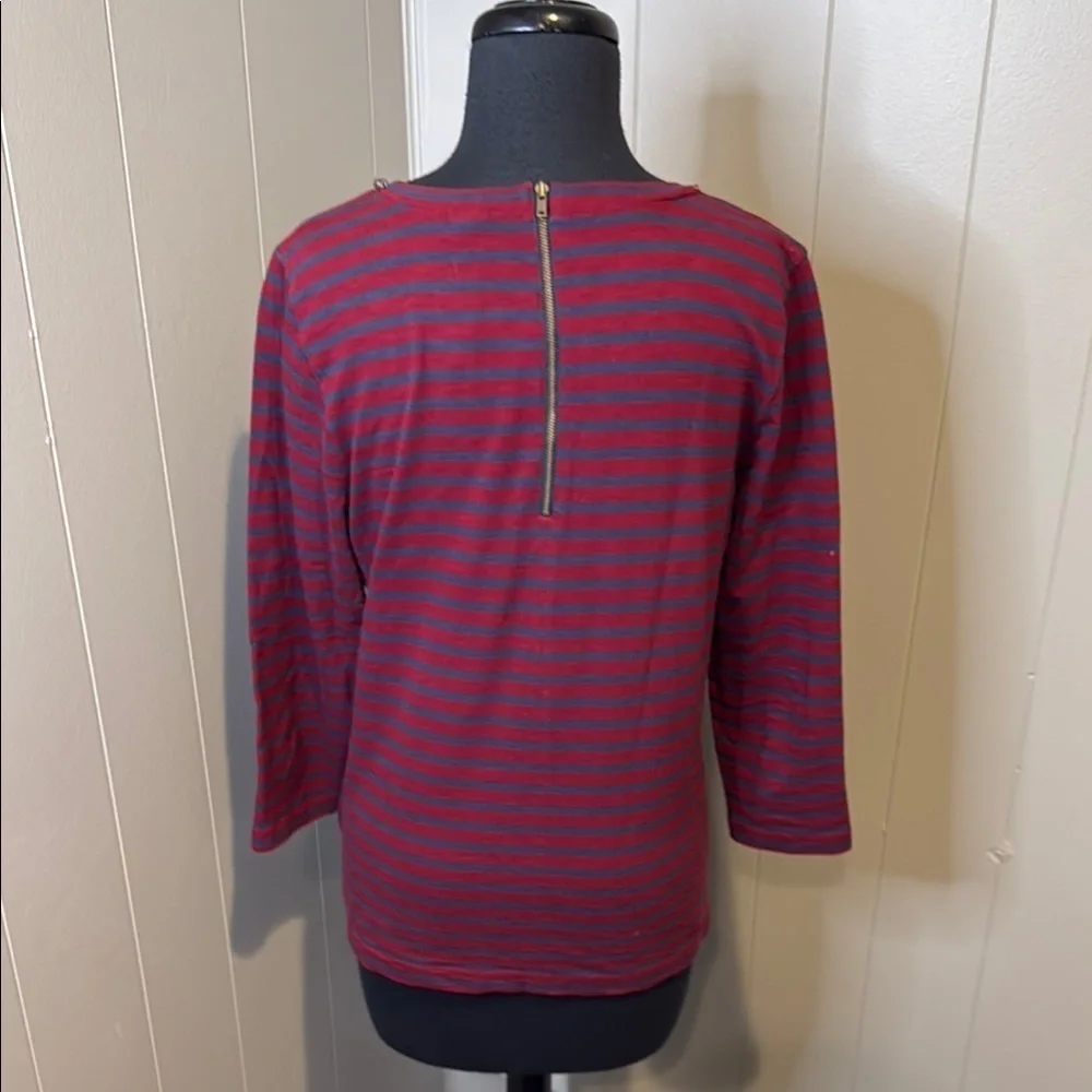 J. Crew Women’s Medium Red Embellished Long Sleeve Shirt Faux Crystal Neckline